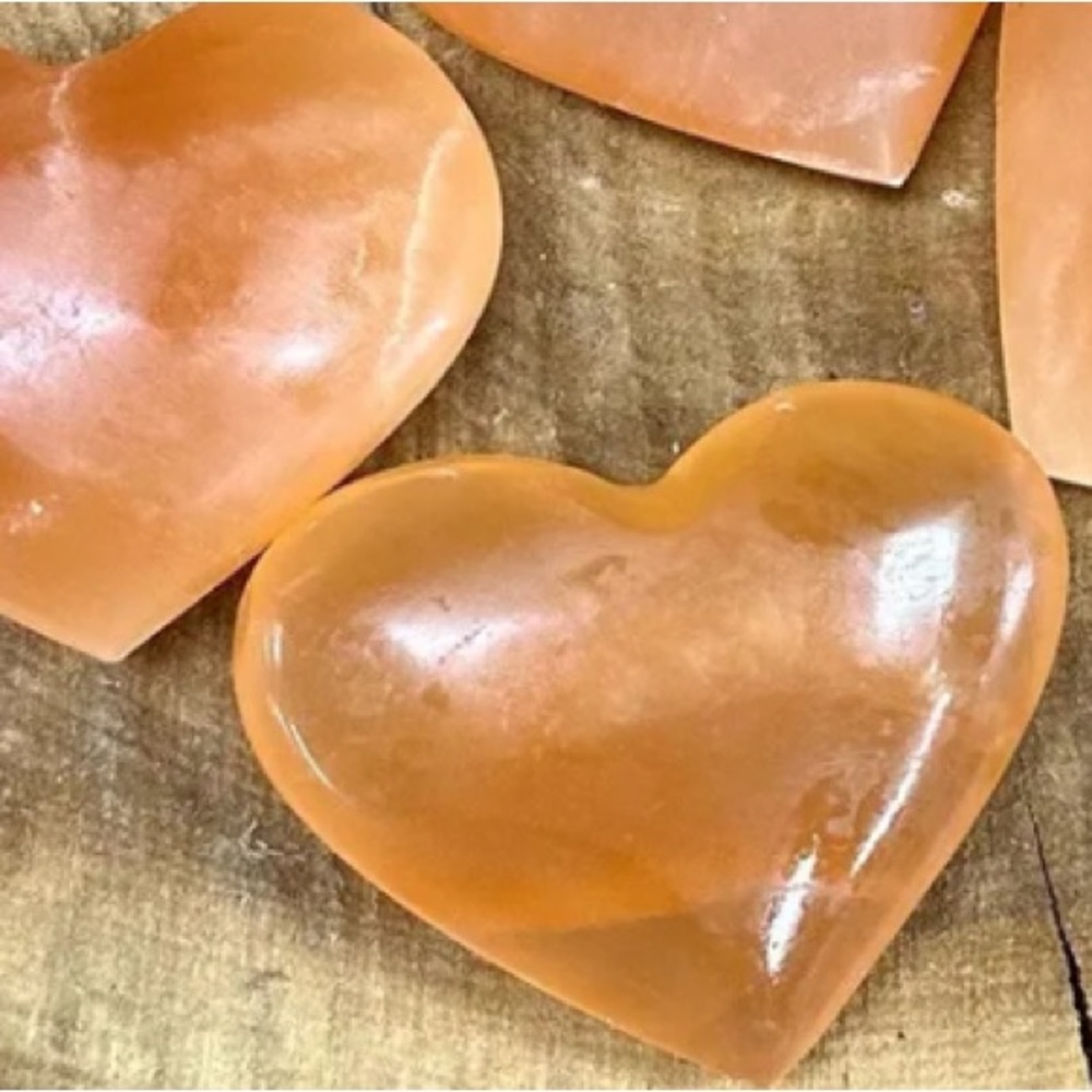 Orange selenite hearts